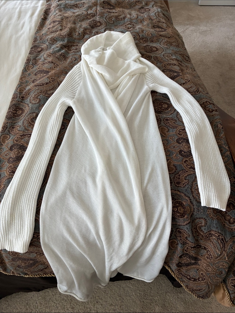Cozy Women's White Draped Open-Front Sweater